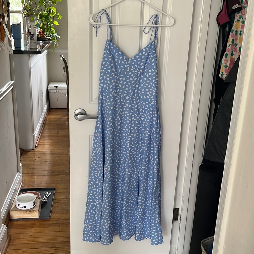 Blue and white dress